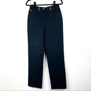 St. John Black Straight Leg Pants Gold Hardware